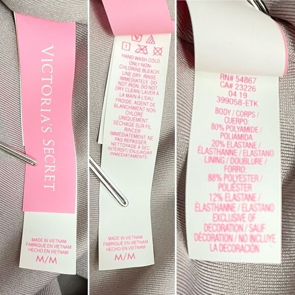 NEW Victoria's Secret V-Plunge Ring One-Piece Swimsuit Shimmer Taupe Size Medium - Picture 8 of 10